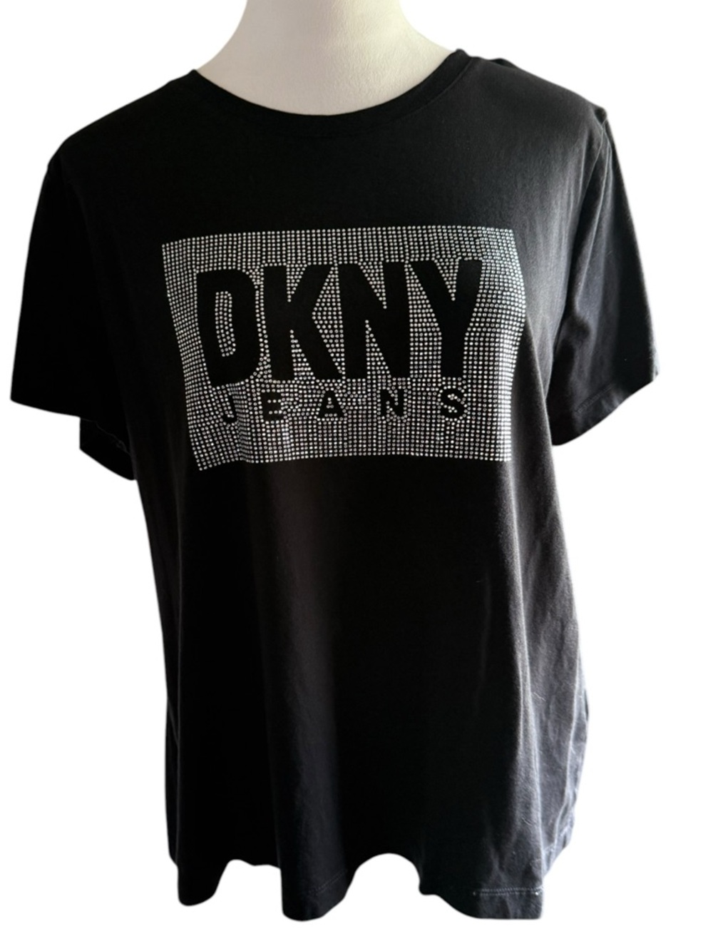 DKNY Jeans Women’s Black Sparkly Logo T-Shirt